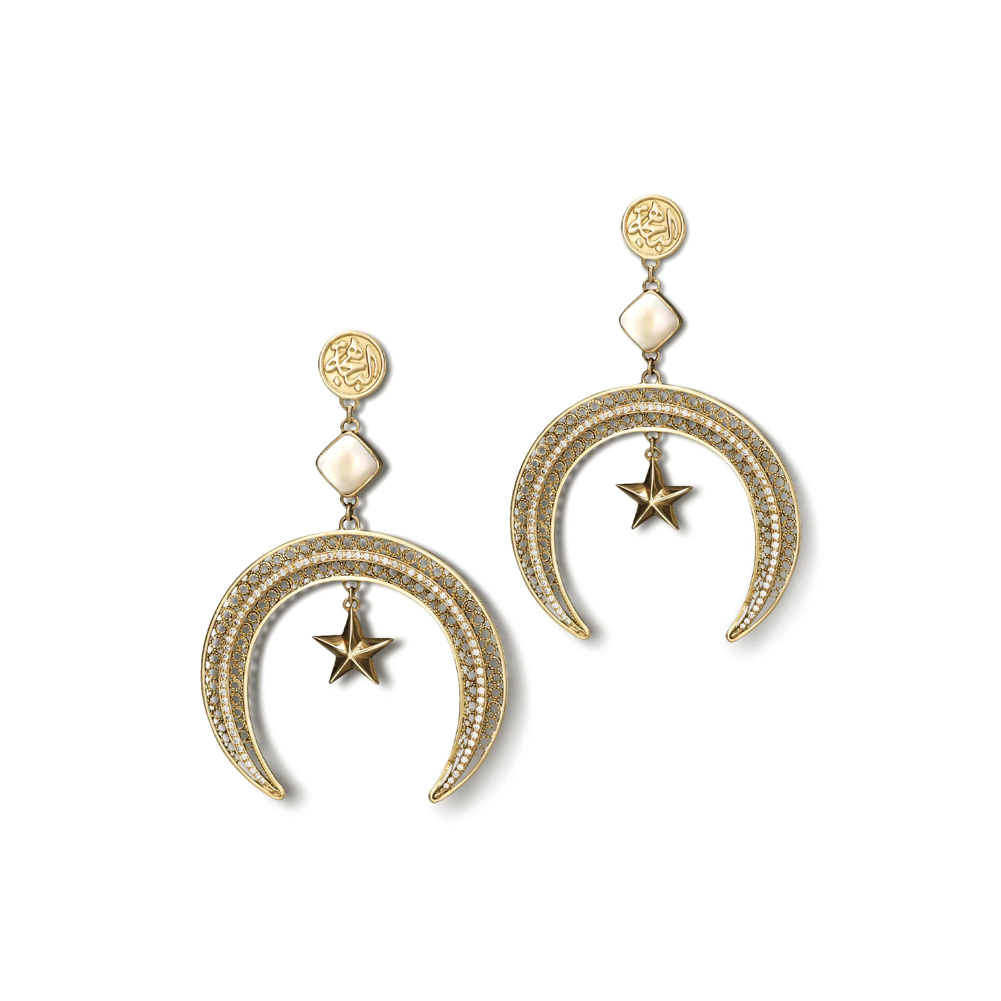 Diamond Crescent Earrings