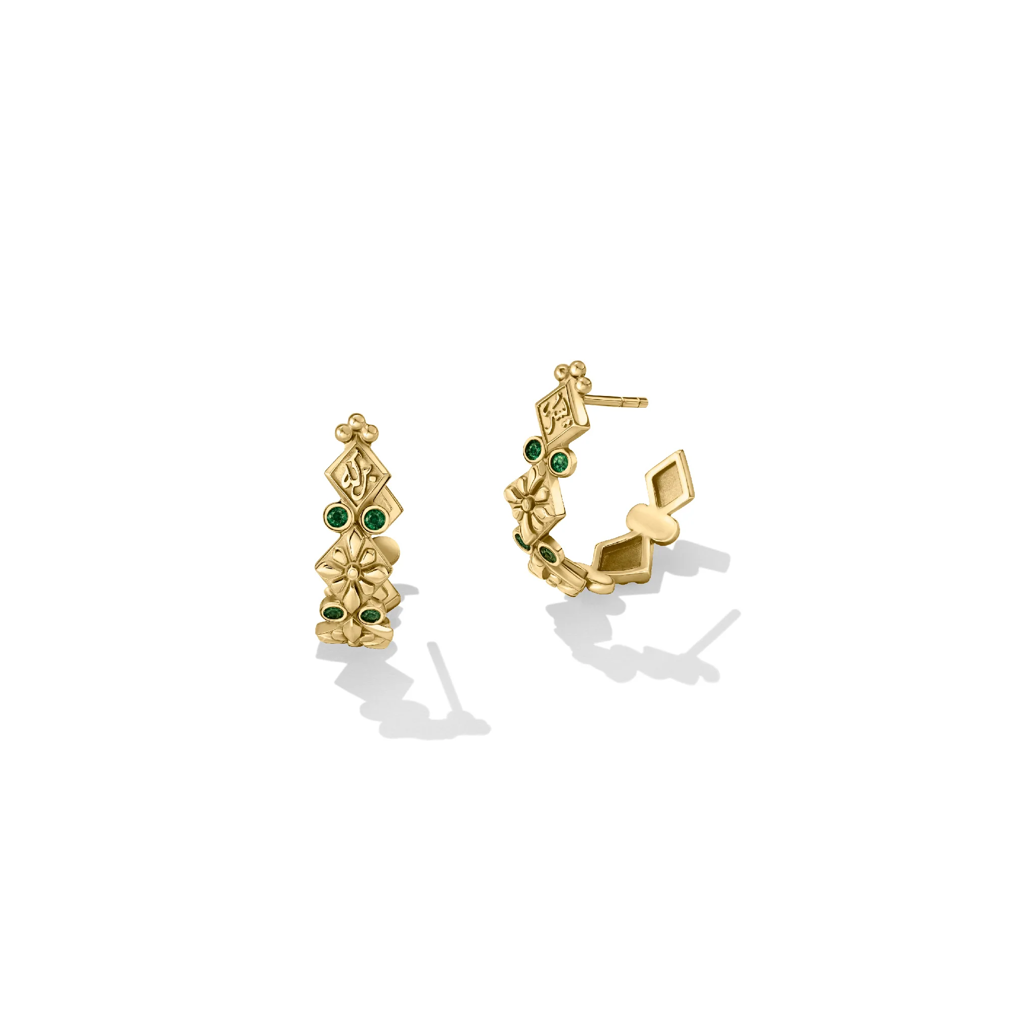 Gold Floral Tribal Earrings - Image 2